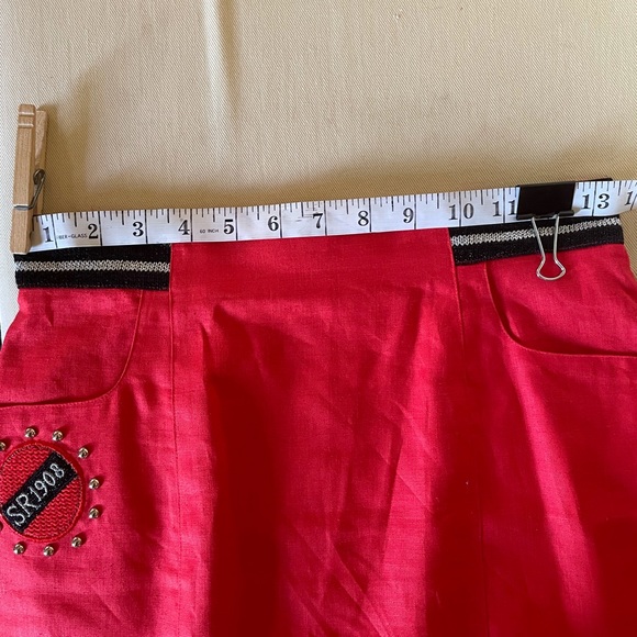 Red Linen Joseph Ho Skirt sz 8 - Picture 5 of 8